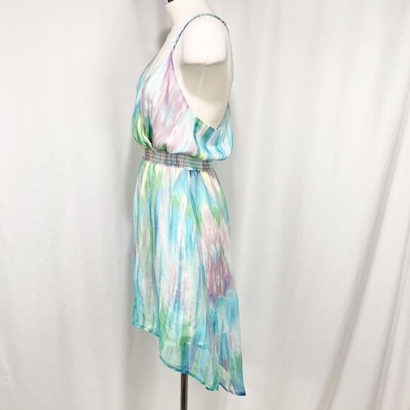 Anthropologie’s Charlie Jade Purple and Turquoise Tie Dye 100% Silk Dress XS - Picture 3 of 13